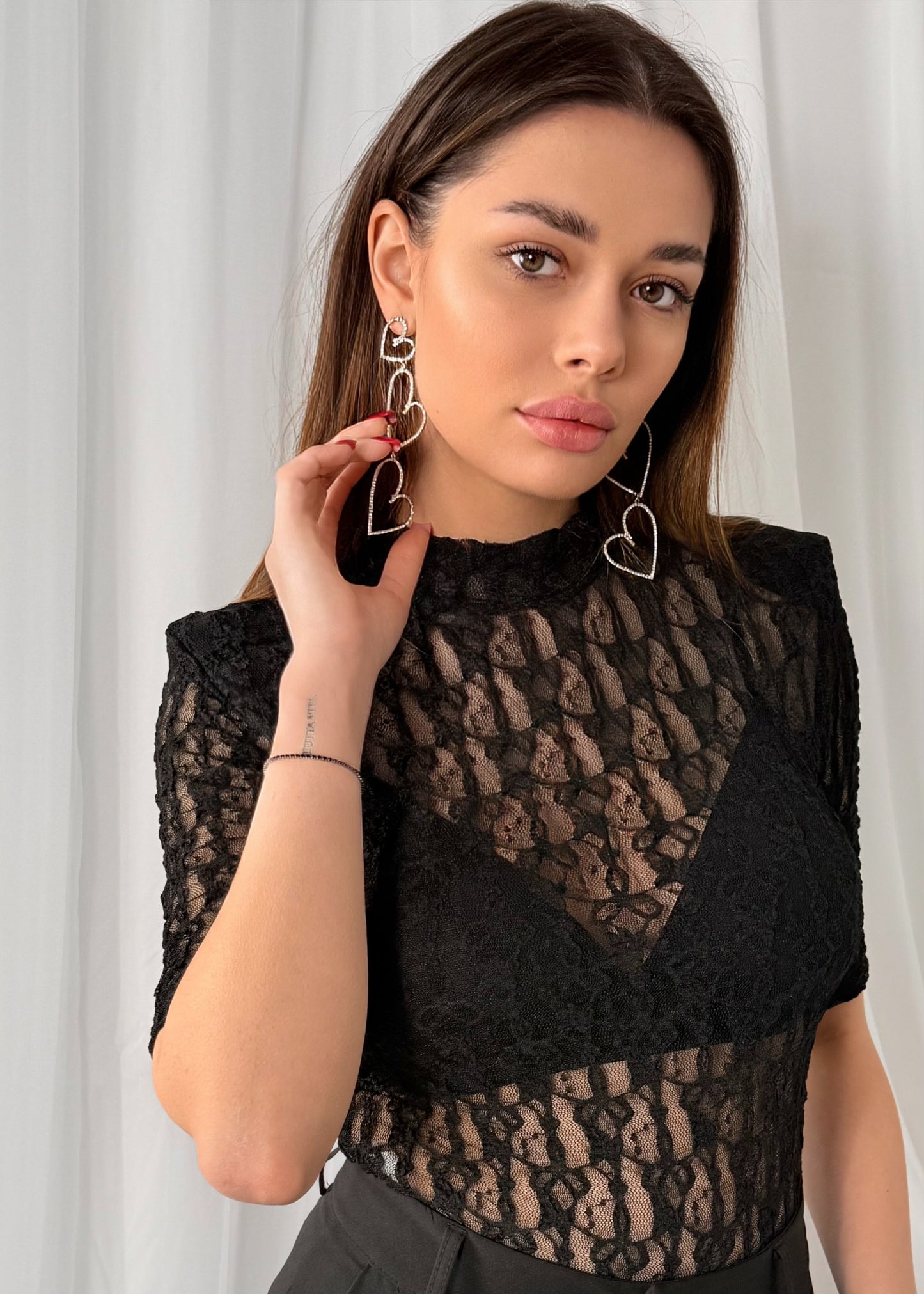 Orecchini cuori strass