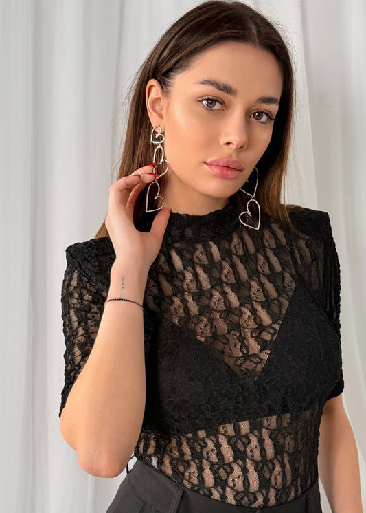 Orecchini cuori strass
